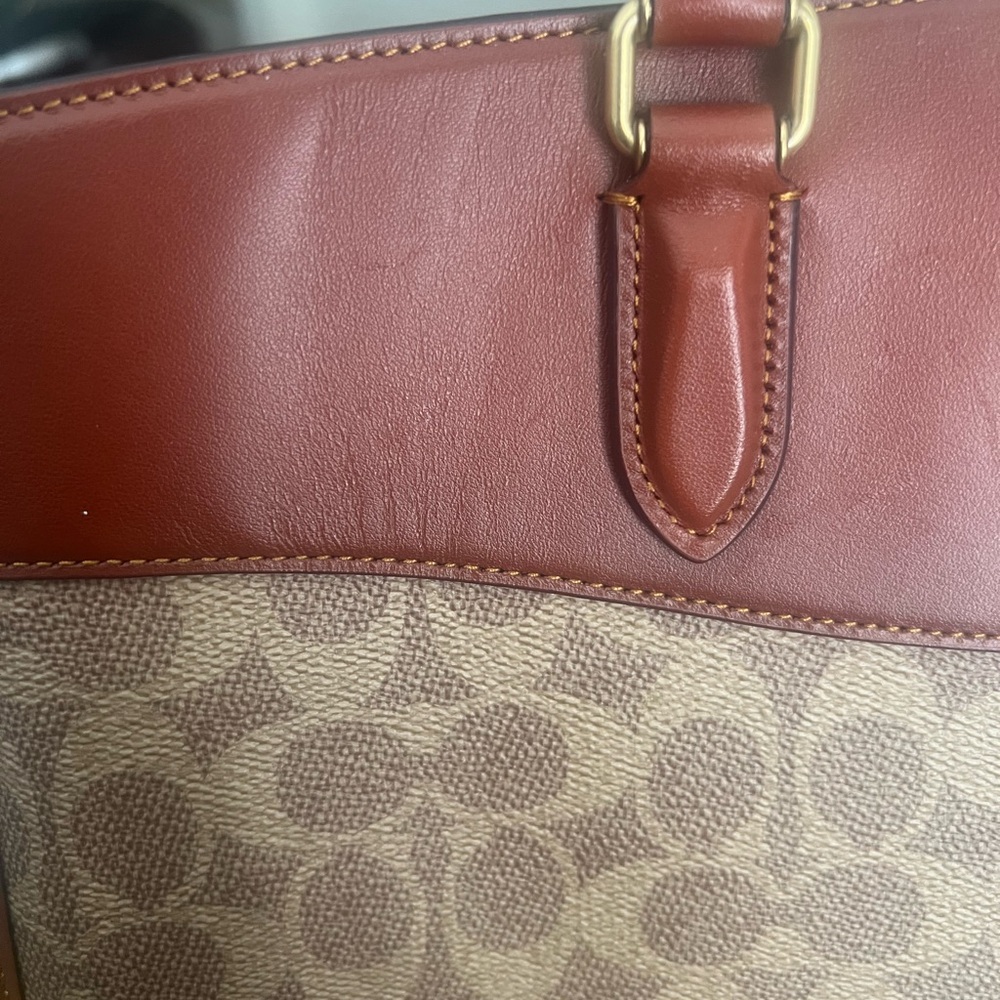 Coach Leather & Canvas Signature Satchel (includes the shoulder strap) - Picture 7 of 14